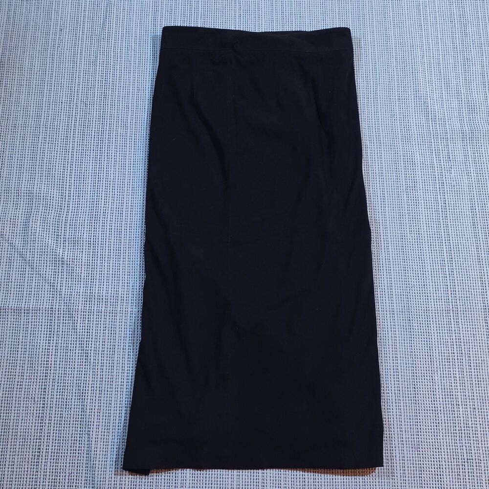 VTG 90s Di Bello Collezione Genuine Black Suede Midi Long Skirt Italy IT 44 US 8